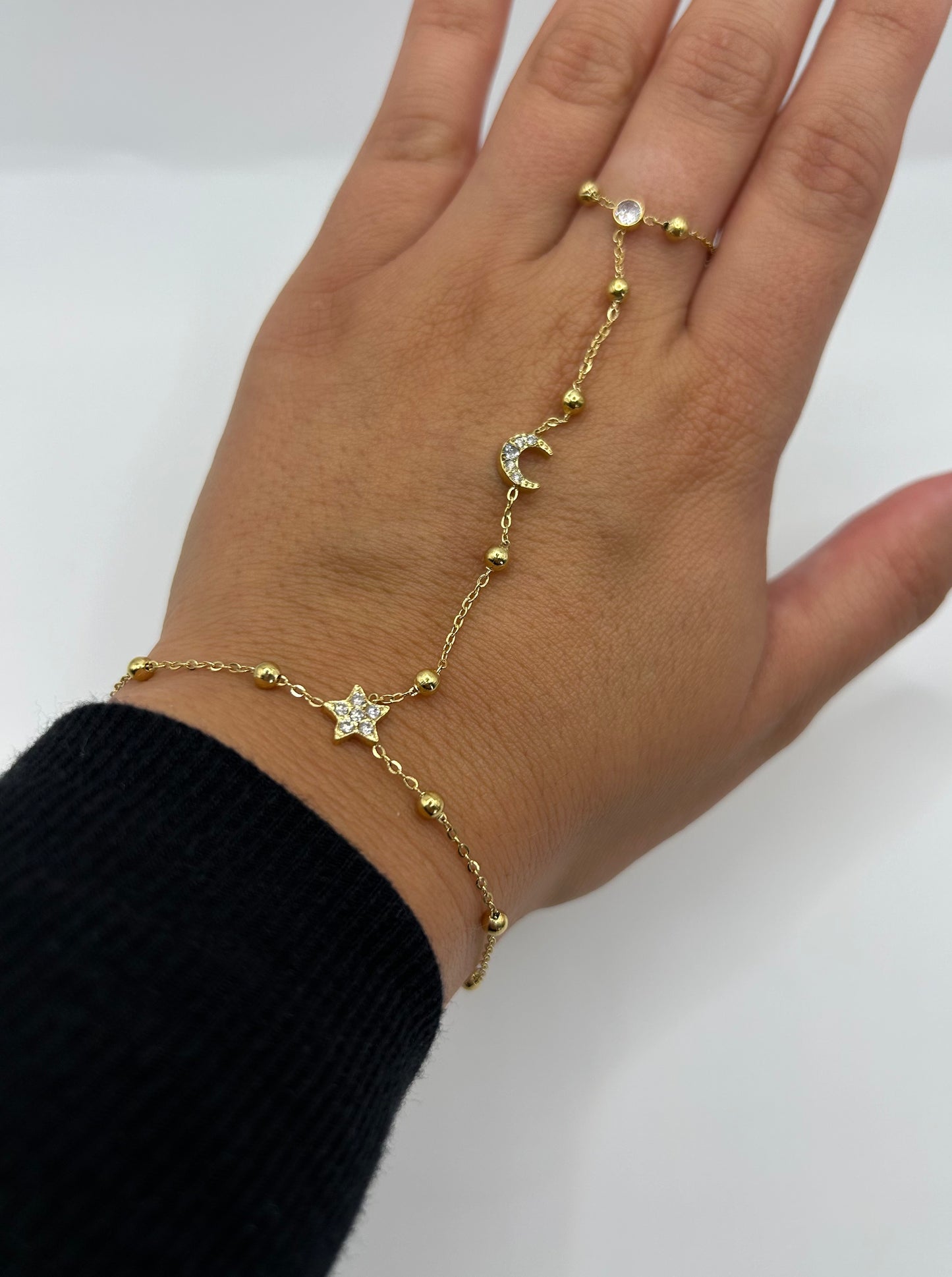 Corrente de mão Luna dourado