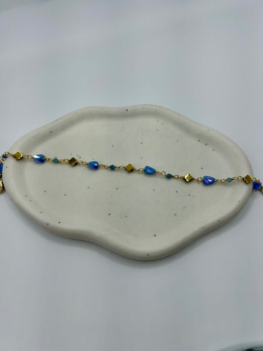 Pulseira Filipa dourado / pedra azul